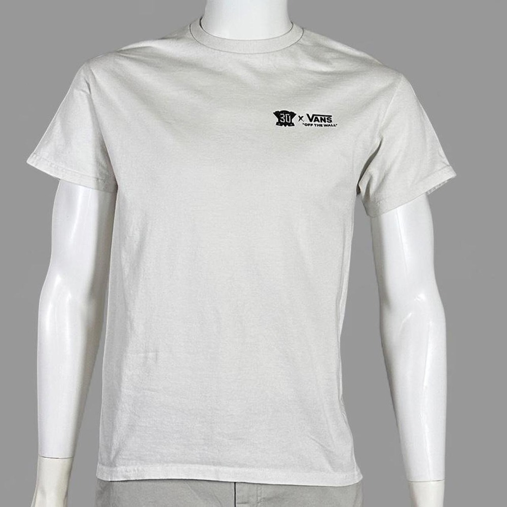 Vans x 3D Off The Wall Skate T-Shirt White Graphic Tee Men's M Streetwear Y2K